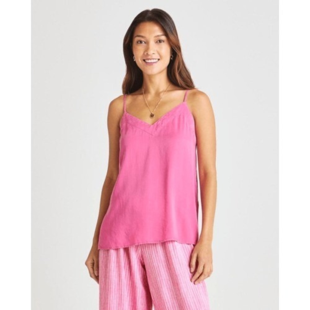 NWT SPLENDID Elena Tunic Tank Pink, Large, Open Back Mineral Wash